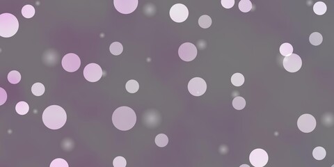 Light Purple vector pattern with circles, stars. Glitter abstract illustration with colorful drops, stars. Pattern for websites.