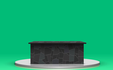 marble table with green background in the news studio room