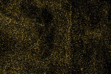 Gold glitter texture isolated on black. Amber particles color. Celebratory background. Golden explosion of confetti. Design element. Digitally generated image. Vector illustration, EPS 10.
