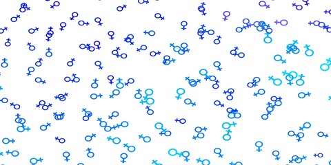 Light Pink, Blue vector texture with women's rights symbols.