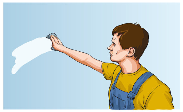 Man washes a window, vector