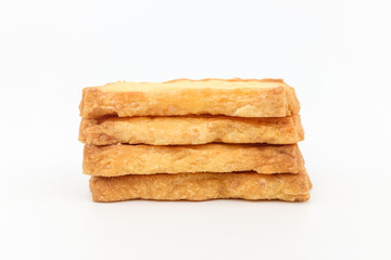 Puff pastry on white background