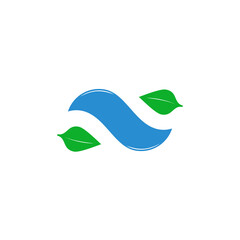 leaf wave water simple design natural symbol logo vector