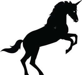 Fototapeta na wymiar Unicorn Vector Silhouette Illustration Isolated On White Background Unicorn Silhouette