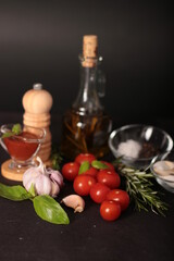 olive oil and tomatoes for pizza