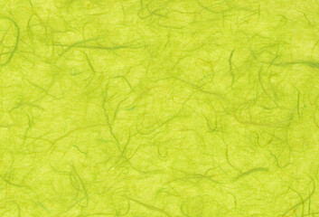Hand crafted bright green mulberry paper background with inclusions of natural fibers. Extra large...