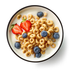 breakfast rings with milk and berries