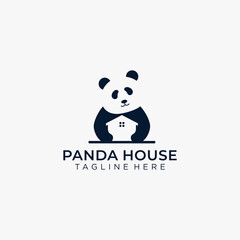 Panda and house logo template