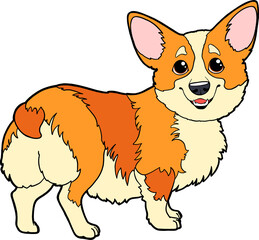 Cute cartoon character Corgi dog. Vector corgi puppy on a white background isolated. Encyclopedia page, dog breeds.