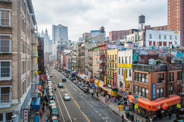 Chinatown neighborhood in New York, United States. - obrazy, fototapety, plakaty