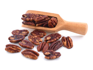 Pecan nuts isolated on white background