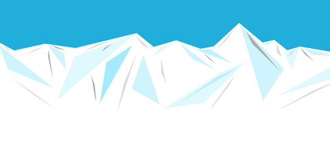 Illustration of an ice mountain range, Snow mountain, iceberg or ice composed of geometric patterns. Cool background. 幾何学模様で構成される氷山脈、雪山、氷山または氷のイラスト ひんやり背景	