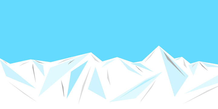 Illustration of an ice mountain range, Snow mountain, iceberg or ice composed of geometric patterns. Cool background. 幾何学模様で構成される氷山脈、雪山、氷山または氷のイラスト ひんやり背景	