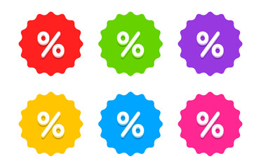 Percent sign. Big sale special offer. Discount sticker. Discount icon. Offer sticker. Discount label. Sale sign. Discount element template. Promo sticker. Vector illustration. 