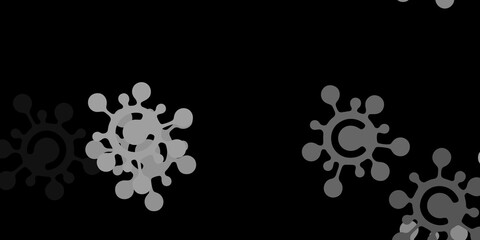 Dark gray vector background with covid-19 symbols.