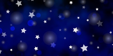 Dark Blue, Green vector background with circles, stars. Abstract design in gradient style with bubbles, stars. Pattern for trendy fabric, wallpapers.