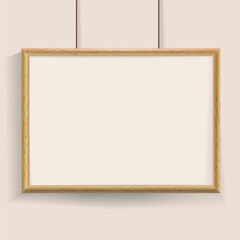 Fototapeta premium Official beige empty realistic border on wall background. Realistic effect shadow. Cerrificate hanging on the wall