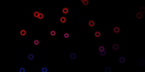 Dark blue, red vector pattern with coronavirus elements.