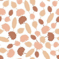 Seamless pattern of different shapes of palm leaves.
