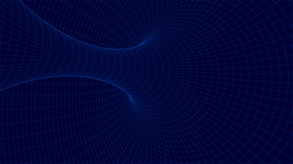 Abstract tunnel and wave background. Wireframe 3D surface tunnel. Tunnel background. Vector Illustration.