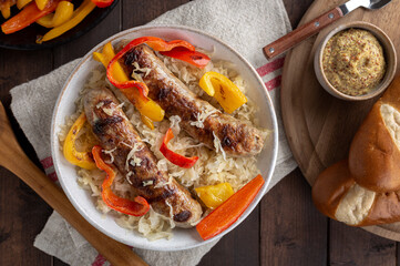 Grilled Bratwurst on a Plate