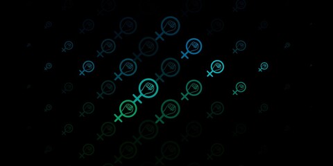 Dark Blue, Green vector texture with women's rights symbols.