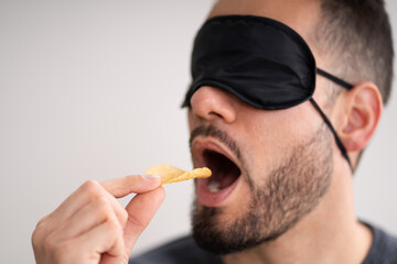 Blind Taste. Blindfolded Food Test