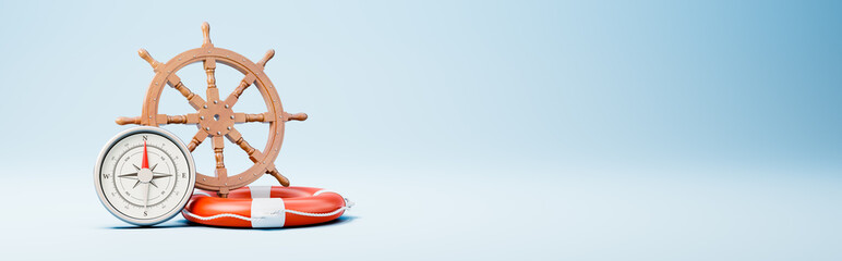 Navigation Equipment on Blue Background with Copy Space © MR