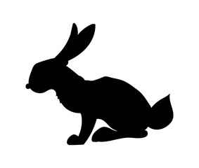vector illustration of a rabbit who is sitting, drawing silhouette, vector