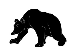 vector illustration of a bear standing, drawing silhouette, vector