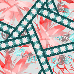 Fototapeta premium Geometric seamless pattern with ornaments.