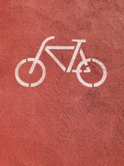 Stock photo of a bike lane sign painted on the ground