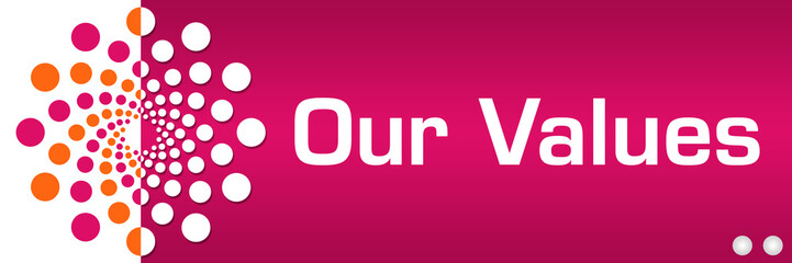 Our Values Pink Orange Dots Circular Left Text 
