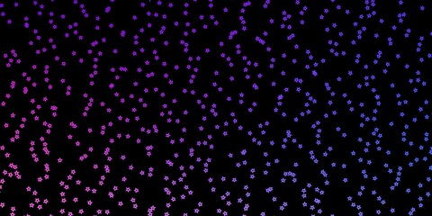 Dark Pink, Blue vector template with neon stars. Shining colorful illustration with small and big stars. Pattern for websites, landing pages.