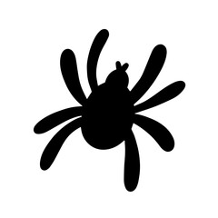 Black spider isolated on a white background. Silhouette of a spider. Design element for Halloween. Vector illustration