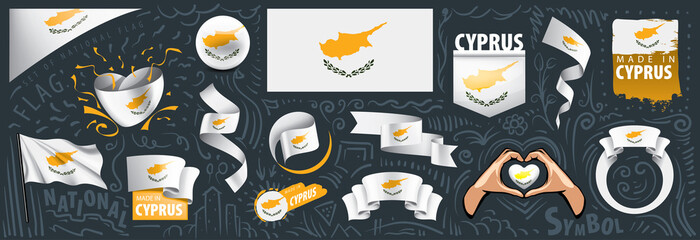 Vector set of the national flag of Cyprus in various creative designs