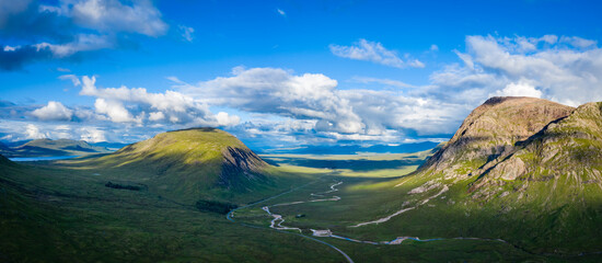 rannoch moor on a summer evening shot from the pass of glencoe showing the buachaille etive mor mountain and the view over the moor © Andy Morehouse