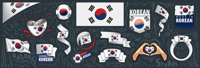 Vector set of the national flag of South Korean in various creative designs
