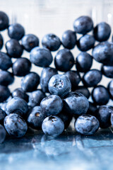a lot of sweet fresh blueberries from the market