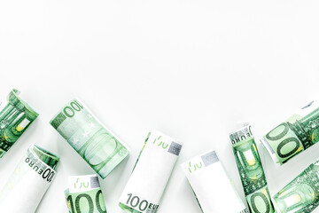 Cach euro on white background top view