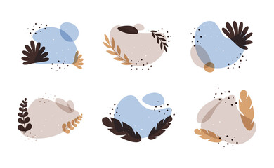 Vector set of abstract background in minimal style with leaves.Background with copy space for text.templates for social media stories and bloggers.simple, stylish, and minimal layouts for invitations