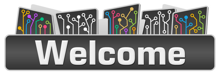 Welcome Dark Colorful Circuit Elements On Top Horizontal 