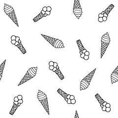 Seamless doodle ice cream pattern design. Doodle Ice cream background in vector