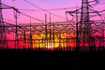 Electric tower in sunset