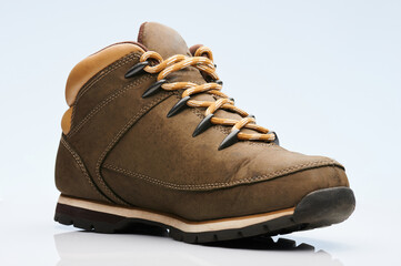 Brown leather hiking shoe