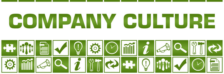 Company Culture Green White Box Grid Business Symbols 