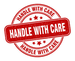 handle with care stamp. handle with care label. round grunge sign