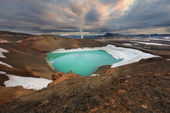 sunset over Krafla Iceland