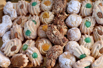 Almond paste cookies, product of the Italian pastry