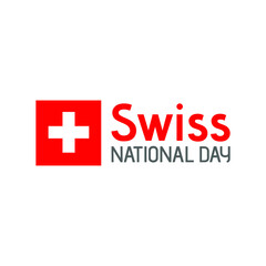 Fototapeta premium Vector illustration on the theme of Swiss National Day on August 1. Decorated with a Swiss flag.